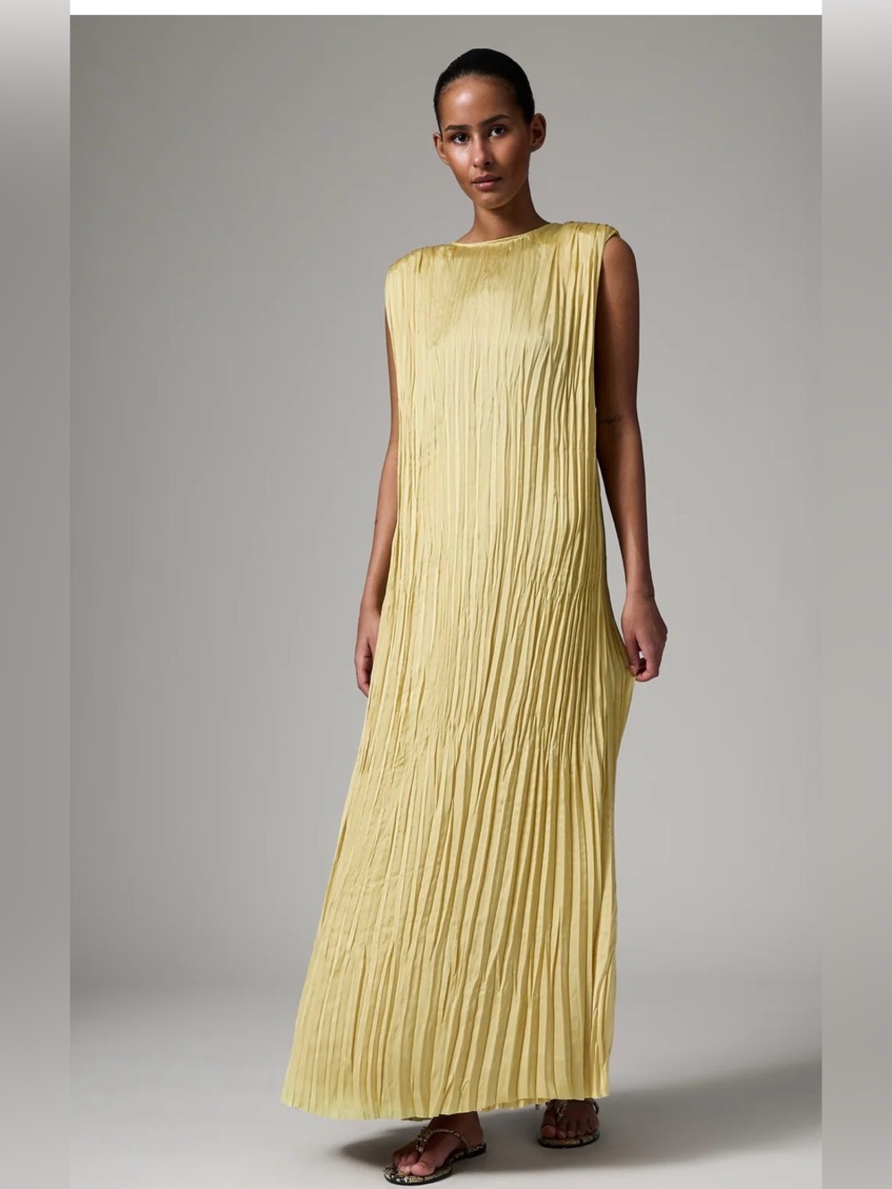 DAY Sleeveless Pleated Maxi Dress in Pale gold size XL NWT